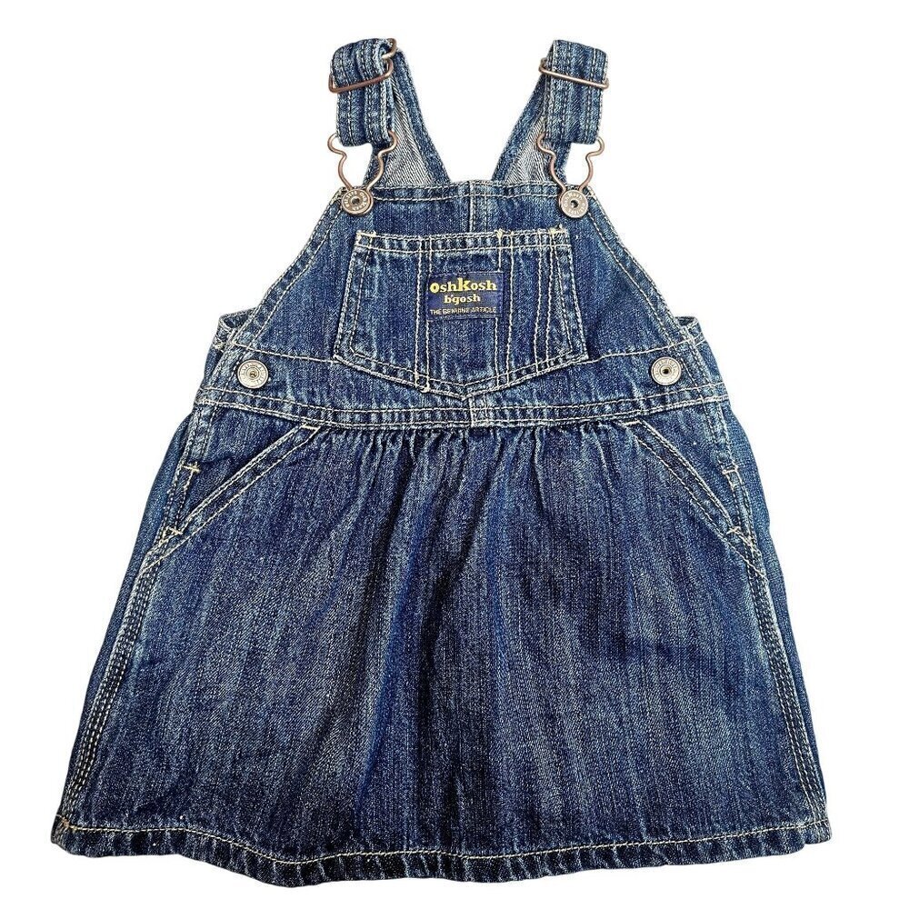 OshKosh Bgosh Baby Denim Bib Overall Skirt Size 12 Mos. 100% Cotton Adj Straps